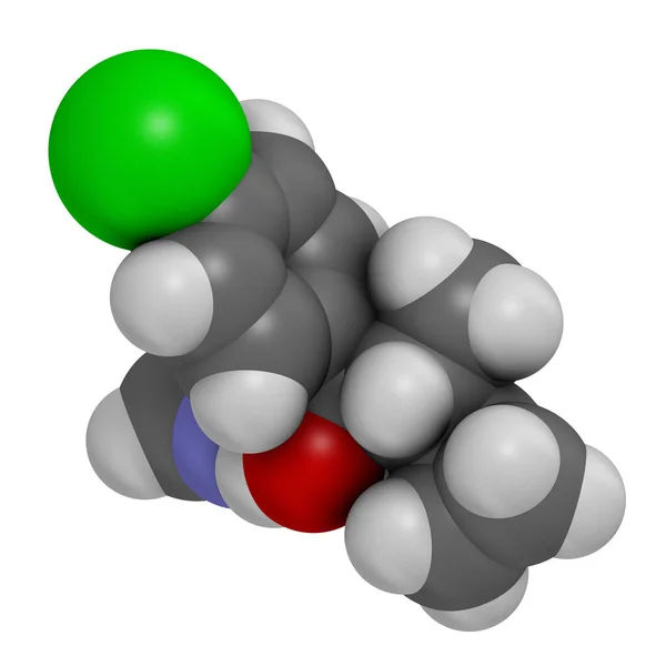 Das Fungizid Cyproconazol Rendering Atome Werden Als Kugeln Mit Konventioneller — Stockfoto