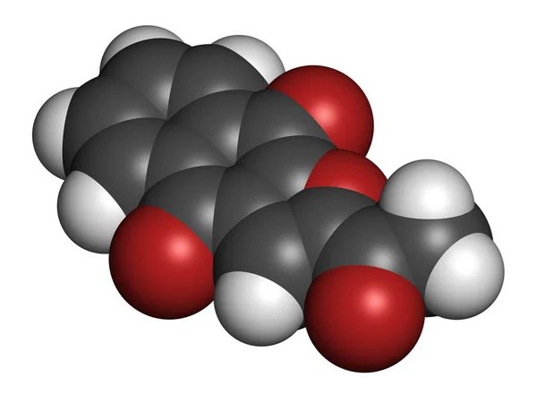 Napabucasin Rák Gyógyszer Molekula Renderelés Atomok Hagyományos Színkódolású Gömbökként Vannak — Stock Fotó