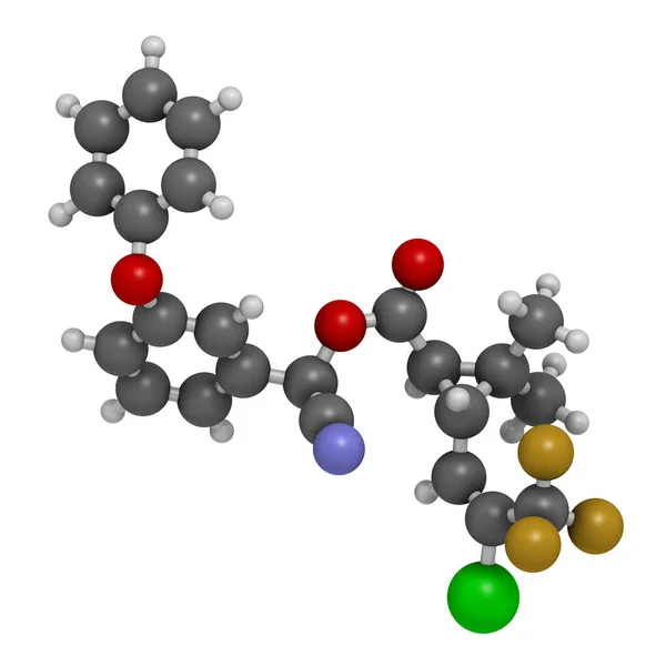 Cyhalothrin Insecticide Molecule Rendering Atoms Represented Spheres Conventional Color Coding — Stock Photo, Image