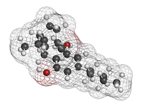 Cannabiciclol Molécula Cannabinoide Cbl Representación Los Átomos Representan Como Esferas — Foto de Stock