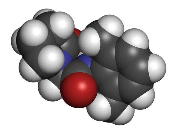 Nefiracetam中性药物分子 3D渲染 原子被表示为具有常规颜色编码的球体 — 图库照片