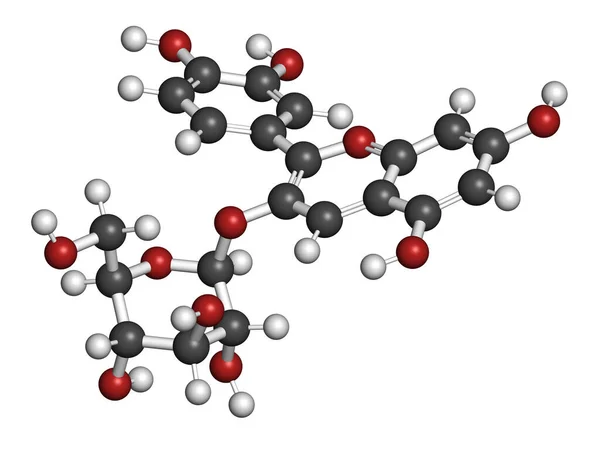 植物色素分子中の菊 3Dレンダリング 原子は従来のカラーコーディングを持つ球として表されます — ストック写真