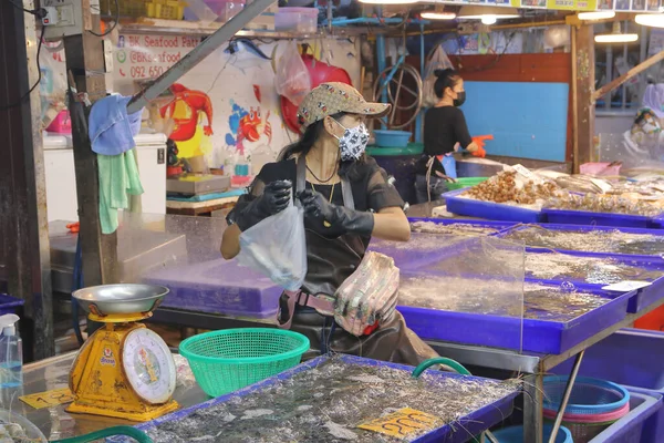 Naklua Thailand Aug 2021 Covid Period Part Lockdown Fresh Seafood — Stock Photo, Image