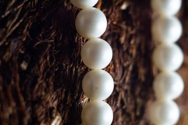 Primer Plano Hermoso Collar Perlas — Foto de Stock