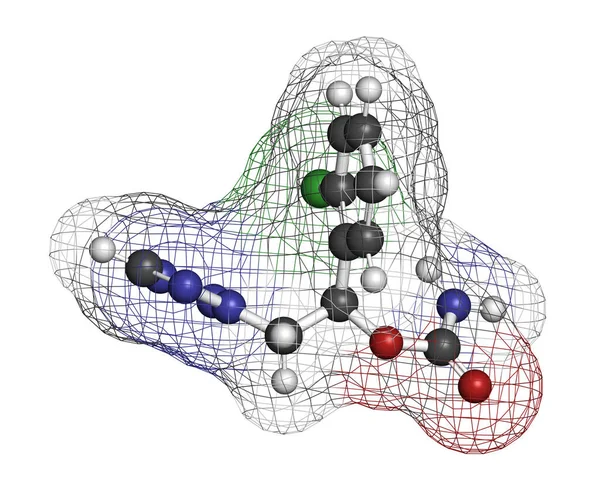 Cenobamato Incauta Molécula Droga Representación Los Átomos Representan Como Esferas — Foto de Stock