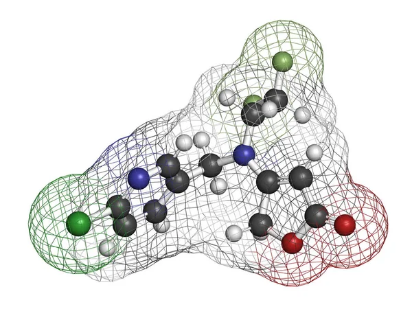 Molécula Insecticida Neonicotinoide Flupiradifurona Representación Los Átomos Representan Como Esferas — Foto de Stock