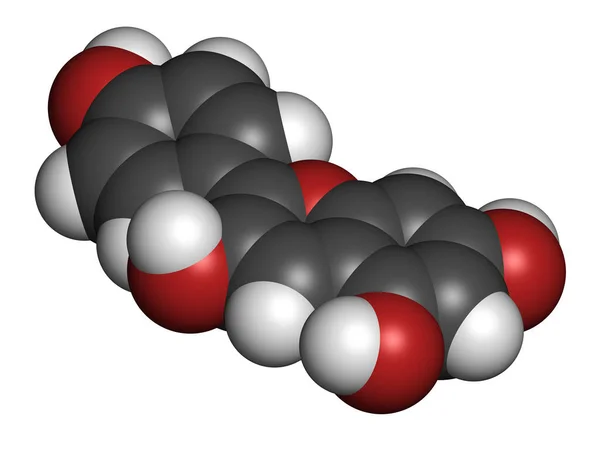 ペラルゴニジン色素分子 3Dレンダリング 原子は従来のカラーコーディングを持つ球として表されます — ストック写真