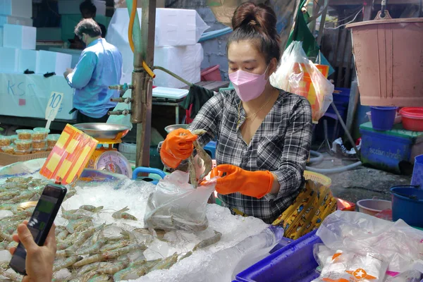 Naklua Thailand Aug 2021 Covid Period Part Lockdown Fresh Seafood — Stock Photo, Image