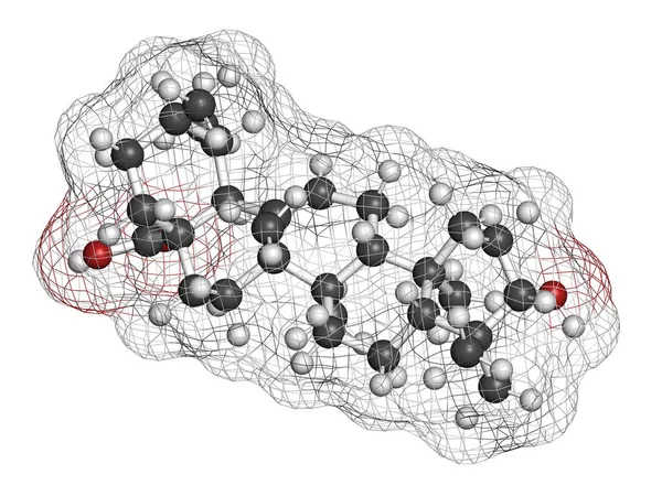 乌索酸分子 果皮中的类固醇 3D渲染 原子被表示为具有常规颜色编码的球体 — 图库照片