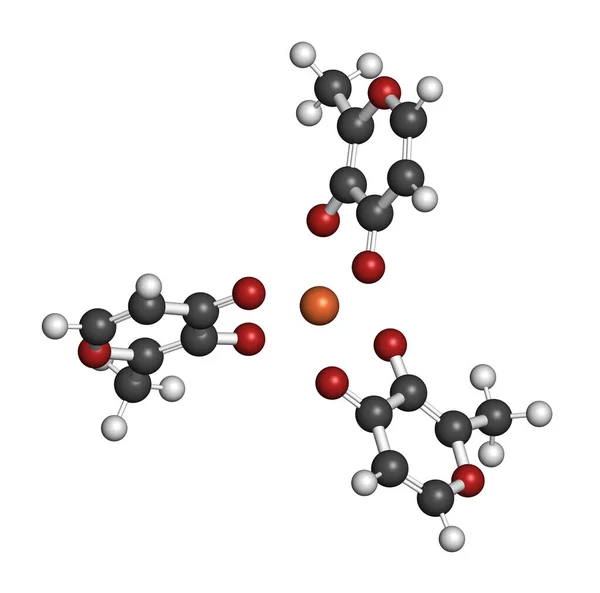 Ferric Maltol Iron Deficiency Drug Molecule Rendering Atoms Represented Spheres — Stock Photo, Image