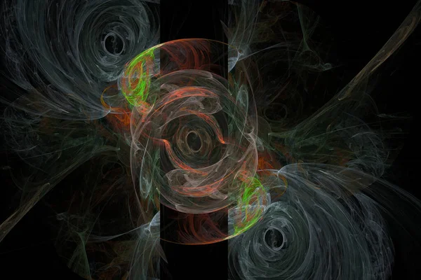 Красивый Цифровой Симметричный Фрактал Космическая Энергия Яркими Текучими Линиями Успокаивающими — стоковое фото
