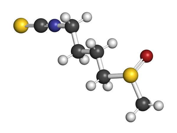 磺胺类十字花科蔬菜分子 3D渲染 原子被表示为具有常规颜色编码的球体 — 图库照片