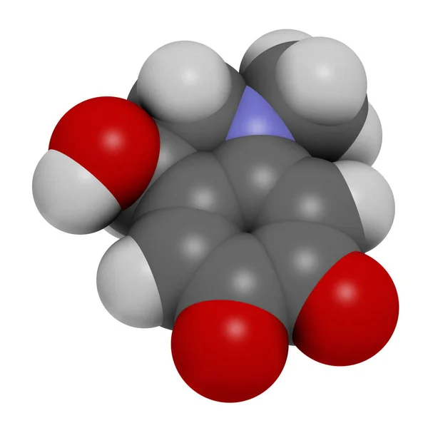 肾上腺素色素分子 肾上腺素的氧化产物 3D渲染 原子被表示为具有常规颜色编码的球体 — 图库照片