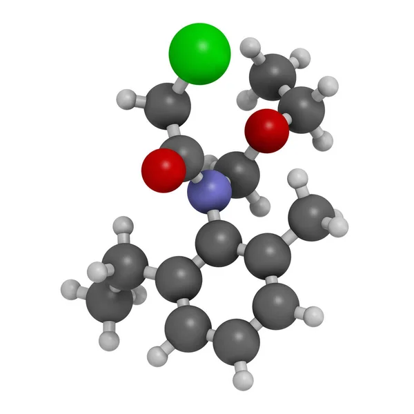 Acetocloro Herbicida Molécula Representación Los Átomos Representan Como Esferas Con —  Fotos de Stock