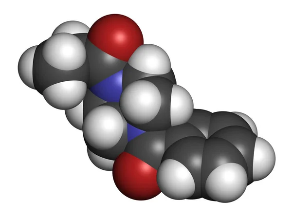 Sunifiram分子 潜在的各向异性 3D渲染 原子被表示为具有常规颜色编码的球体 — 图库照片