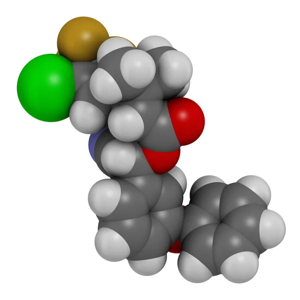 Cyhalothrin Insecticide Molecuul Weergave Atomen Worden Weergegeven Als Bollen Met — Stockfoto