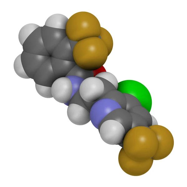 Fluopyram Fungicide Molecuul Weergave Atomen Worden Weergegeven Als Bollen Met — Stockfoto