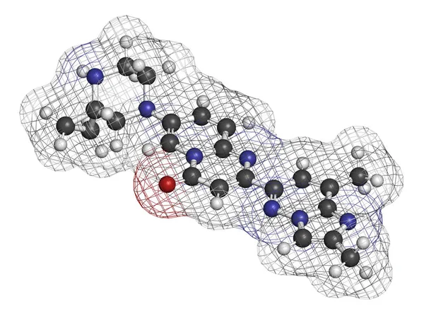 Risdiplam Spinal Muscular Atrophy Drug Molecule Weergave Atomen Worden Weergegeven — Stockfoto