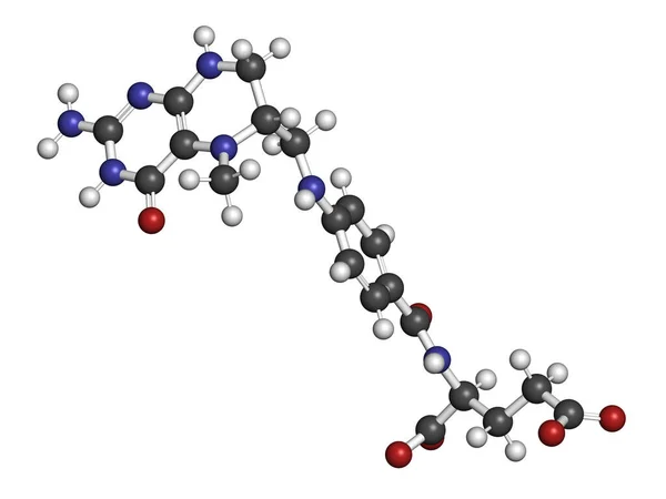 Levomefolik Asit Veya Metiltetrahidrofolat Molekülü Boyutlu Görüntüleme Atomlar Geleneksel Renk — Stok fotoğraf