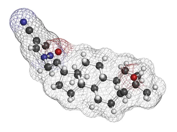 Zuranolone Drug Molecule Rendering Atoms Represented Spheres Conventional Color Coding — Stock Photo, Image