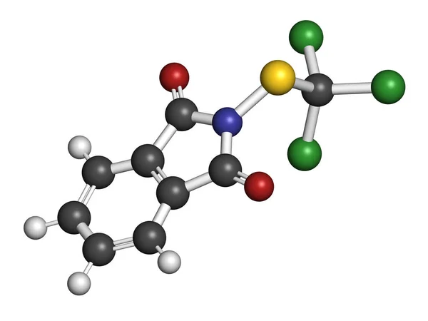 叶状杀菌剂分子 3D渲染 原子被表示为具有常规颜色编码的球体 — 图库照片
