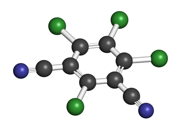 Molécula Pesticida Clortalonil Renderização Átomos São Representados Como Esferas Com — Fotografia de Stock