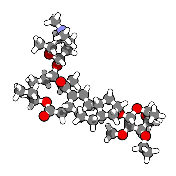 辛托拉姆杀虫剂分子 3D渲染 原子被表示为具有常规颜色编码的球体 — 图库照片
