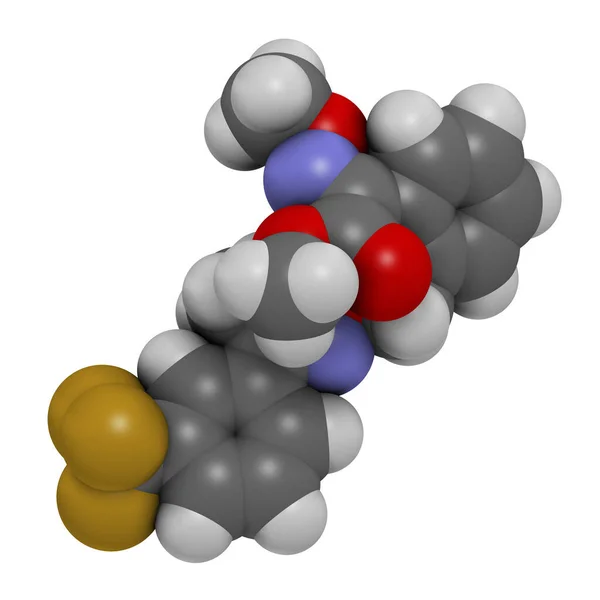 Trifloxystrobin Fungicide Molecuul Weergave Atomen Worden Weergegeven Als Bollen Met — Stockfoto