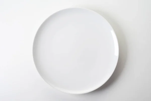 Uma Vista Superior Estilo Minimalista Placa Redonda Branca Para Almoço — Fotografia de Stock