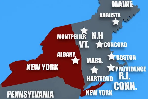 Una Mappa Tridimensionale Degli Stati Uniti Con Nomi Degli Stati — Foto Stock