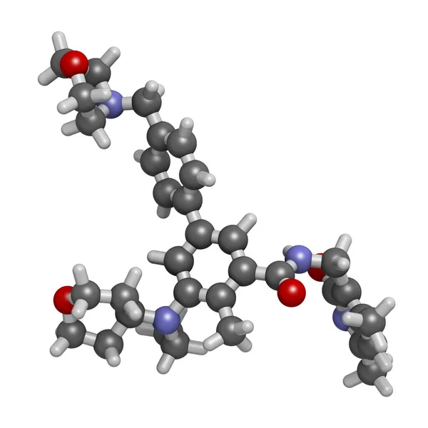 Molekula Léku Rakovinu Tazemetostatu Vykreslování Atomy Jsou Reprezentovány Jako Koule — Stock fotografie