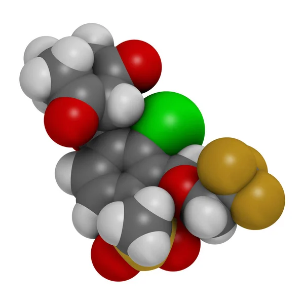 Tembotrione Herbicide Molecuul Weergave Atomen Worden Weergegeven Als Bollen Met — Stockfoto