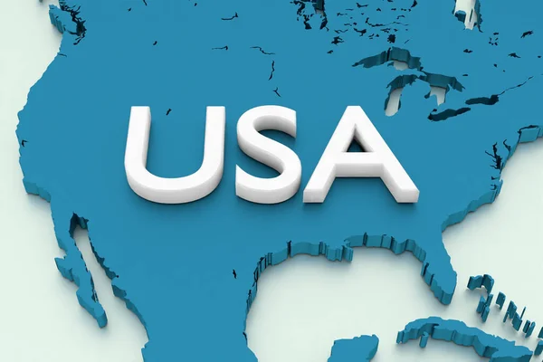 Рендеринг Карти Середньої Америки Блакитним Кольором Зосереджений Сша — стокове фото