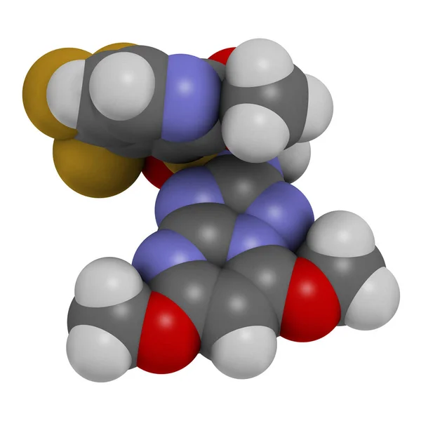 Pyroxsulam Herbicidmolekyl Återgivning Atomer Representeras Som Sfärer Med Konventionell Färgkodning — Stockfoto
