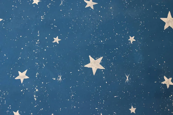 Una Pared Pintada Azul Con Estrellas Blancas — Foto de Stock