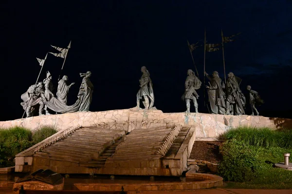Крупный План Фонтана Нибелунген Статуями Тулне Австрия — стоковое фото