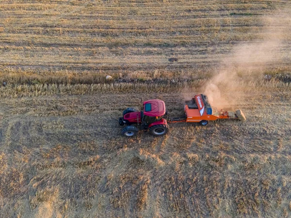 Bovenaanzicht Van Landbouwgrond Landbouwmachines — Stockfoto