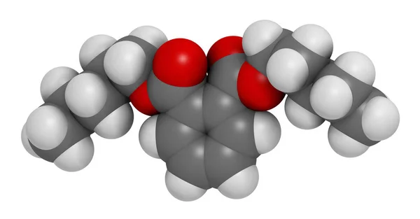 ジオンペンチルフタル酸塩 Dnp 可塑剤分子 3Dレンダリング 原子は従来のカラーコーディングを持つ球として表されます — ストック写真