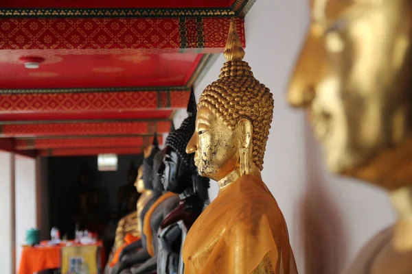 Detailní Záběr Soch Černého Zlatého Buddhy Wat Pho Thajsko — Stock fotografie