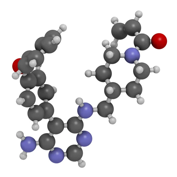 Molecola Del Farmaco Evobrutinib Rendering Gli Atomi Sono Rappresentati Come — Foto Stock