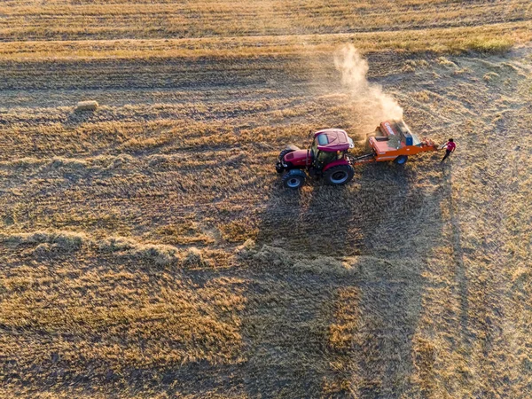 Bovenaanzicht Van Landbouwgrond Landbouwmachines — Stockfoto