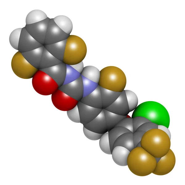 Flufenoxuron Insecticide Molecuul Weergave Atomen Worden Weergegeven Als Bollen Met — Stockfoto