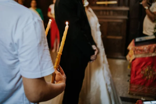 Bruid Bruidegom Tijdens Hun Huwelijksceremonie — Stockfoto