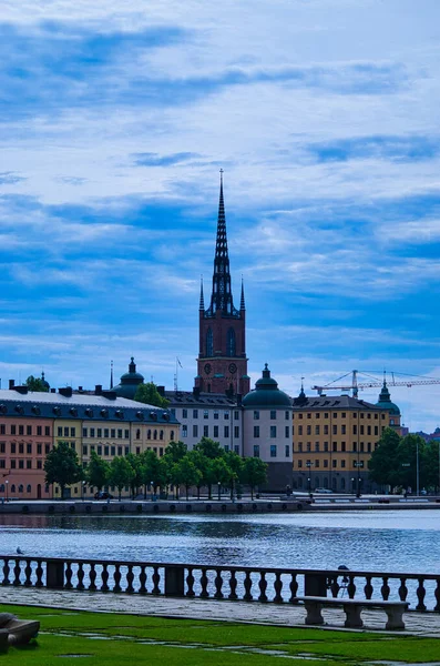 Vertical Shot Beautiful View Riddarhomen Church Blue Sky Stockholm Sweden — Stock Photo, Image