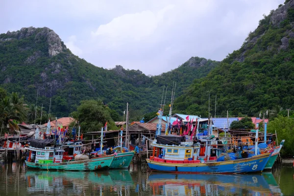 Prag Khirikhan Thailand Dezember 2014 Eine Nahaufnahme Von Fischerbooten Die — Stockfoto