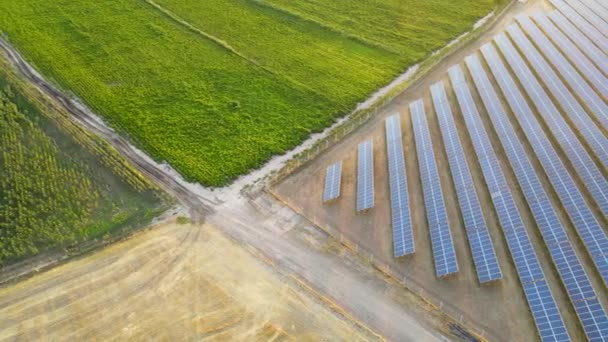 Centrale Solaire Électrique Avec Batteries Disposées Rangées — Video