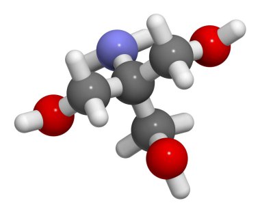 Tris buffering agent molecule. Also known as tromethamine. 3D rendering. Atoms are represented as spheres with conventional color coding. clipart