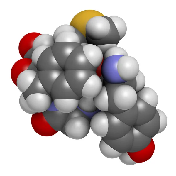 Met Enkephalin内源类鸦片肽分子 3D渲染 原子被表示为具有常规颜色编码的球体 — 图库照片