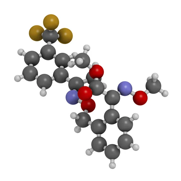 Фунгіцидна Молекула Трифлоксистробіну Візуалізація Атоми Представлені Сфери Звичайним Кольоровим Кодуванням — стокове фото