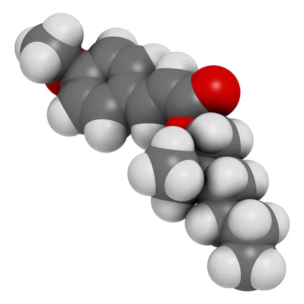 Octyl Methoxycinnamate Octinoxate Sunscreen Molecule Rendering Atoms Represented Spheres Conventional — Stock Photo, Image